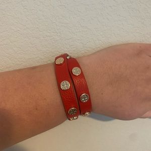 Red Tory Burch Wrap leather bracelet
